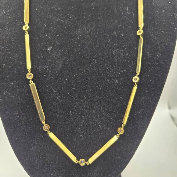 Michael Kors Gold Tone Necklace Rhinestone Accents 18 Inches - Picture 2 of 5